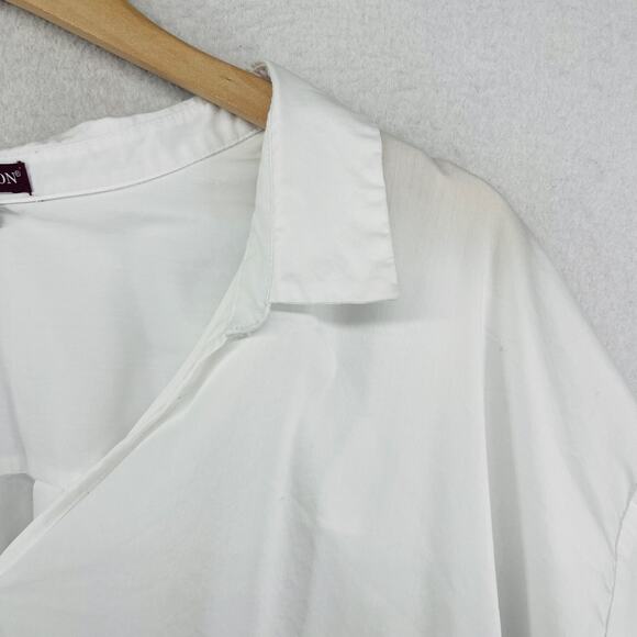 JESSICA LONDON Top 32 3X Plus Popover Tunic Poplin Relaxed Stretch Cotton White - Picture 9 of 14